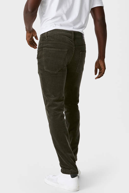 Men - Corduroy trousers - slim fit - Flex - dark green