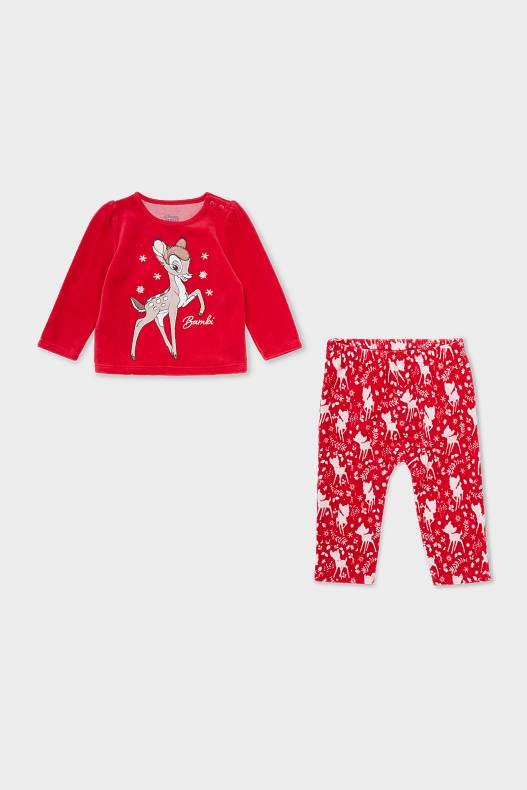 Bebés - Bambi - pijama navideño para bebé - algodón orgánico - 2 piezas - rojo