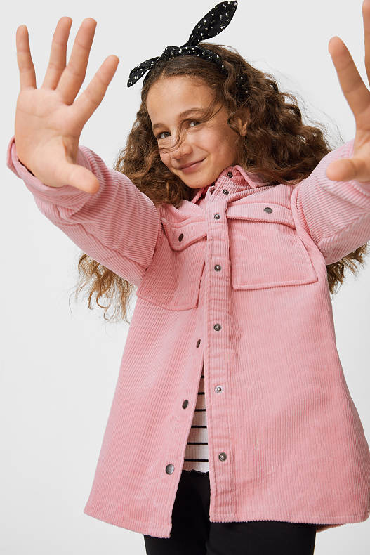 Bambini - Set - shacket in velluto e fascia per capelli - 2 pezzi - rosa