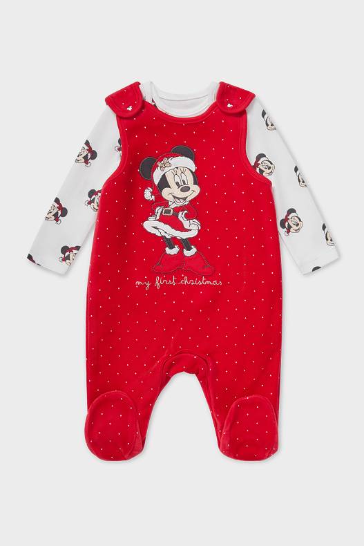 Bebés - Minnie Mouse - set de pelele navideño - algodón orgánico - blanco / rojo