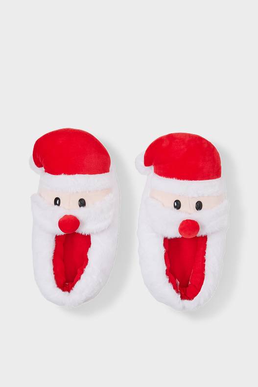 Productos - Zapatillas de casa navideñas - blanco / rojo