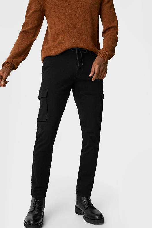 Men - Cargo trousers - slim fit - Flex - black