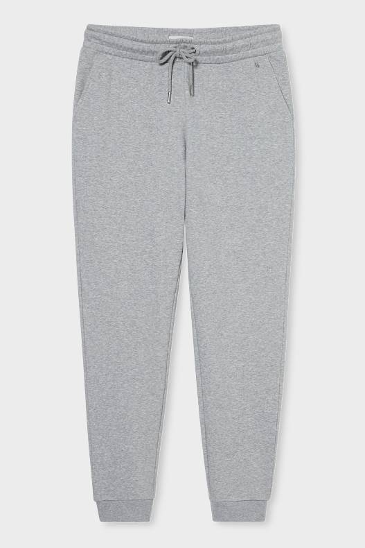 Femme - Pantalon de jogging basique - coton bio - gris clair chiné