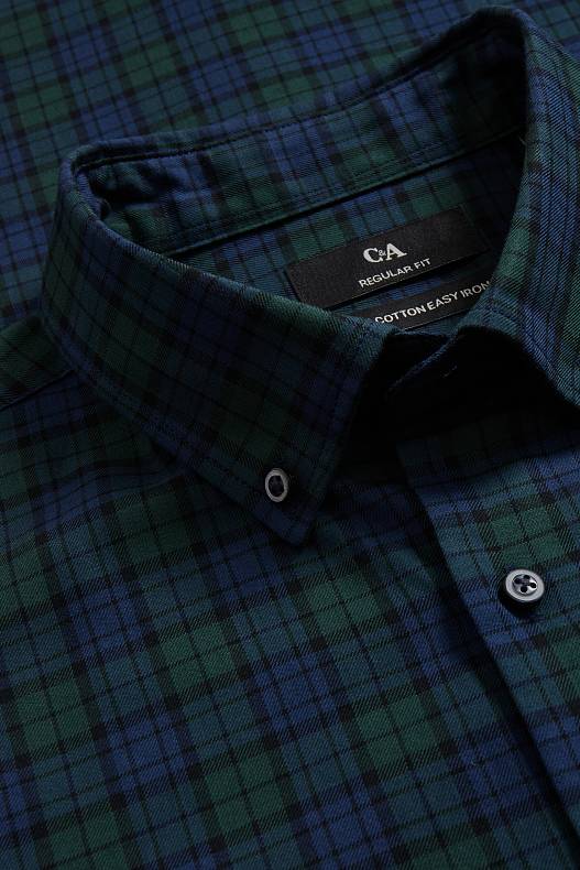 Herren - Businesshemd - Regular Fit - Button-down - bügelleicht - dunkelgrün