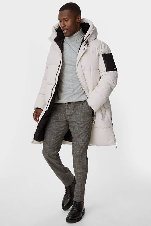 Men - Quilted coat with hood - white