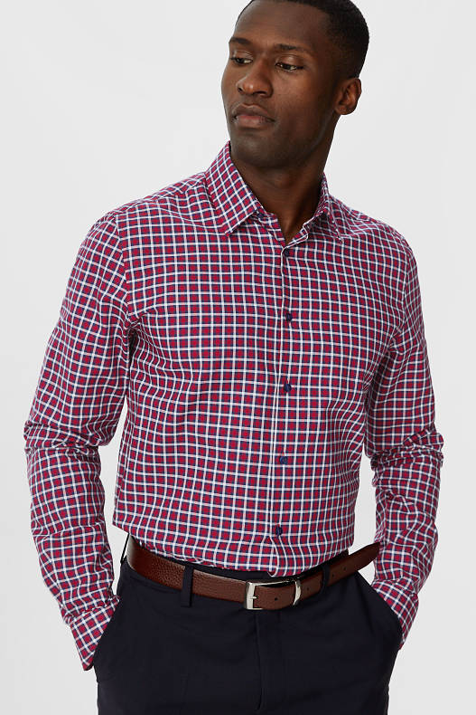 Herren - Businesshemd - Slim Fit - extra lange Ärmel - bügelleicht - dunkelrot
