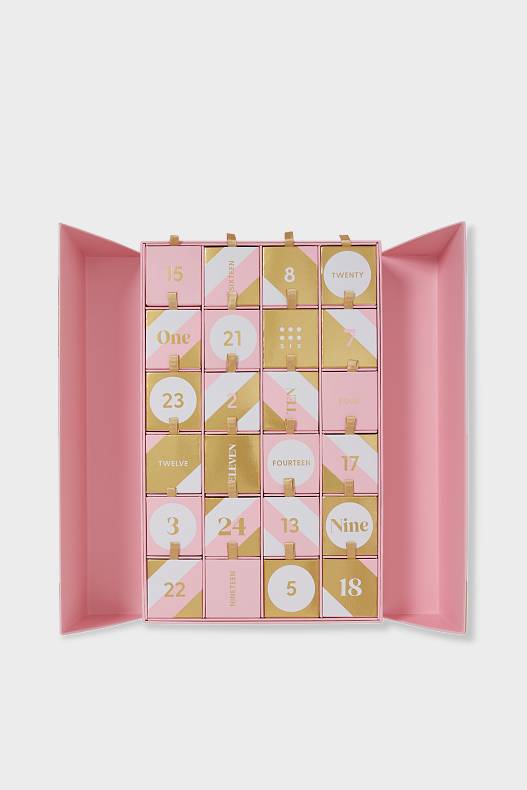 Sale - SIX - Advent calendar - stainless steel - gold-plated - rose