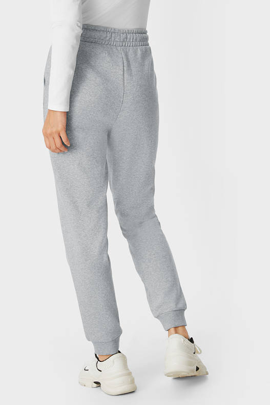 Femme - Pantalon de jogging basique - coton bio - gris clair chiné
