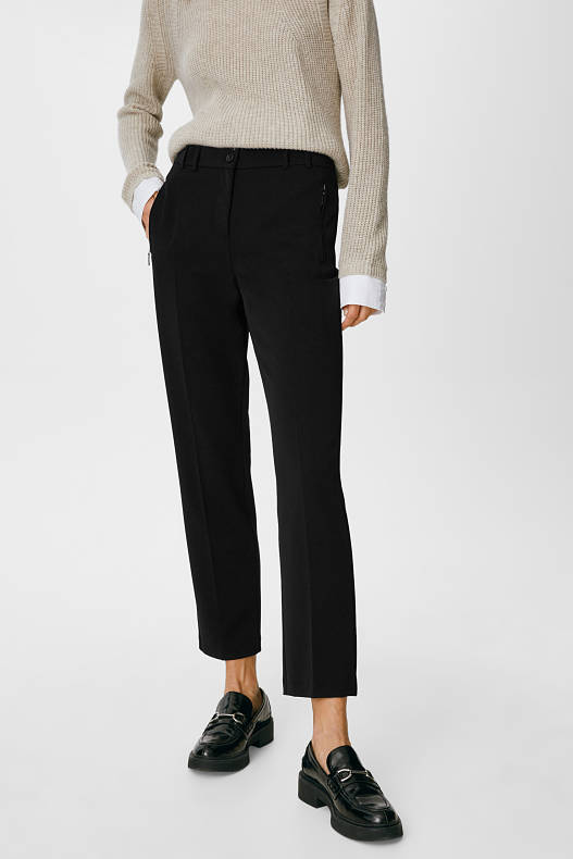 Femei - Pantaloni - tapered fit - material reciclat - negru