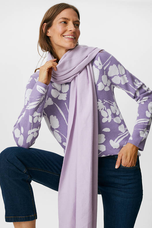 Trend - Pullover - recycelt - geblümt - violett