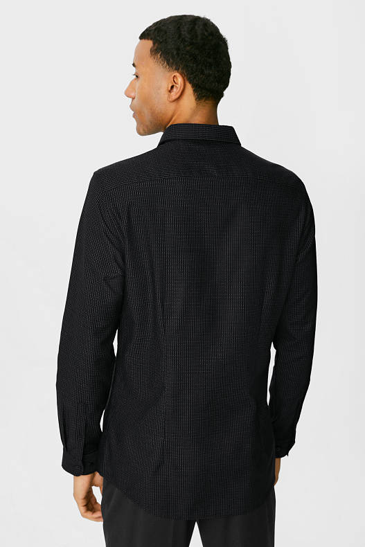 Heren - Business-overhemd - slim fit - cut away - gemakkelijk te strijken - zwart