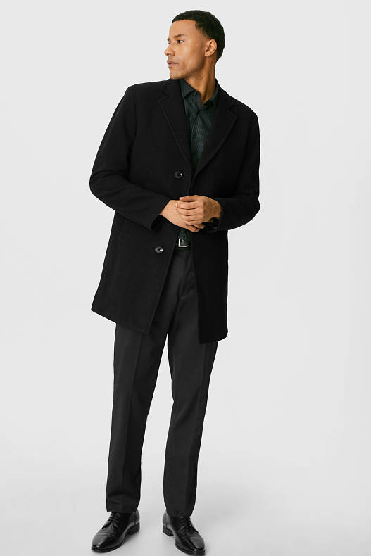 Men - Coat - wool blend - black