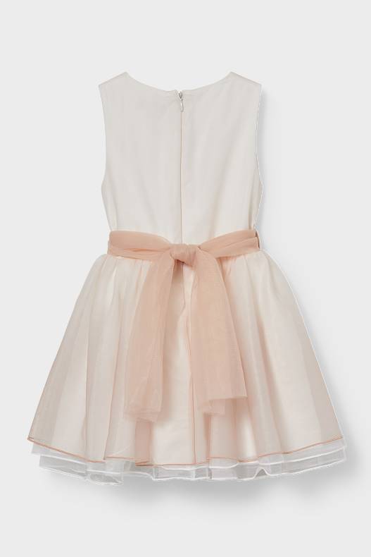 Trend - Kleid - festlich - weiß / rosa