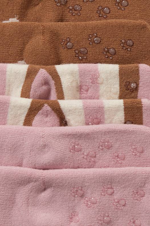 Babys - Multipack 3er - Baby-Anti-Rutsch-Socken - braun / rosa