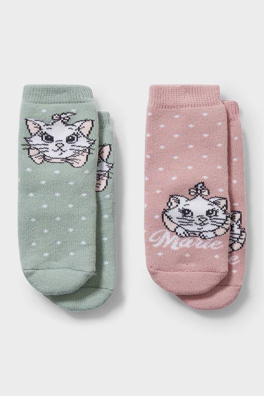 Babys - Multipack 2er - Aristocats - Baby-Anti-Rutsch-Socken - grün / rosa