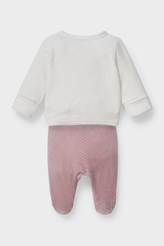 Babys - Baby-Outfit - Bio-Baumwolle - 2 teilig - weiß / rosa