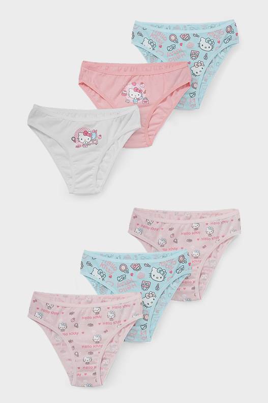 Kinder - Multipack 6er - Hello Kitty - Slip - Bio-Baumwolle - weiß / rosa