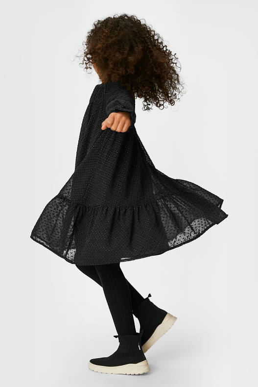 Trend - Sukienka z szyfonu - efekt połysku - czarny
