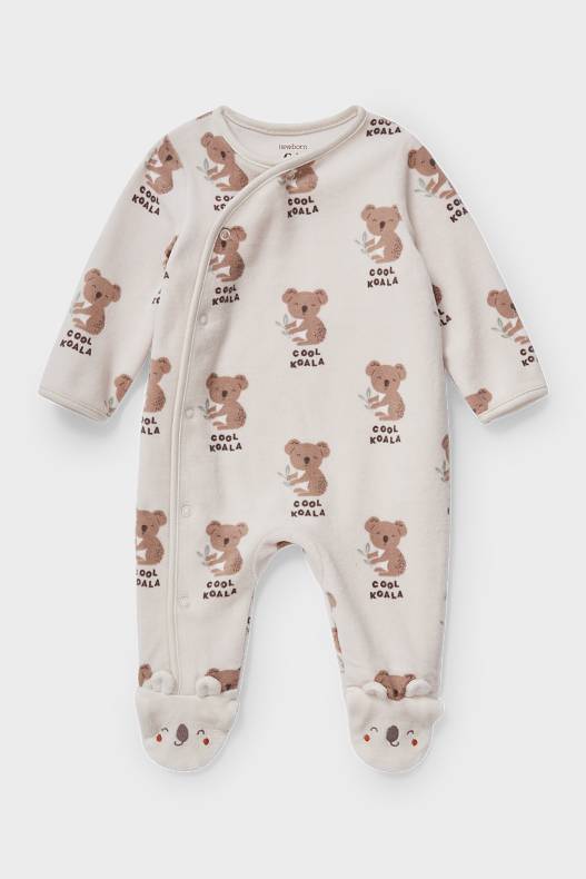 Babys - Baby-Schlafanzug - Bio-Baumwolle - beige