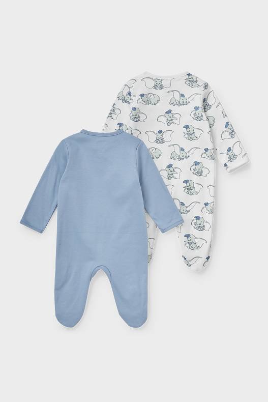 Babys - Multipack 2er - Dumbo - Baby-Schlafanzug - Bio-Baumwolle - blau / creme