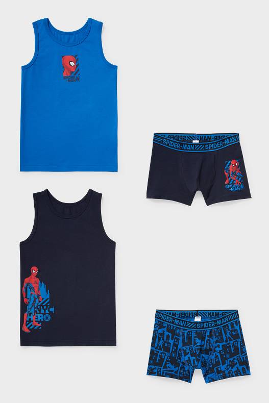 Kinder - Spider-Man - Set - 2 Singlets und 2 Boxershorts - 4 teilig - dunkelblau
