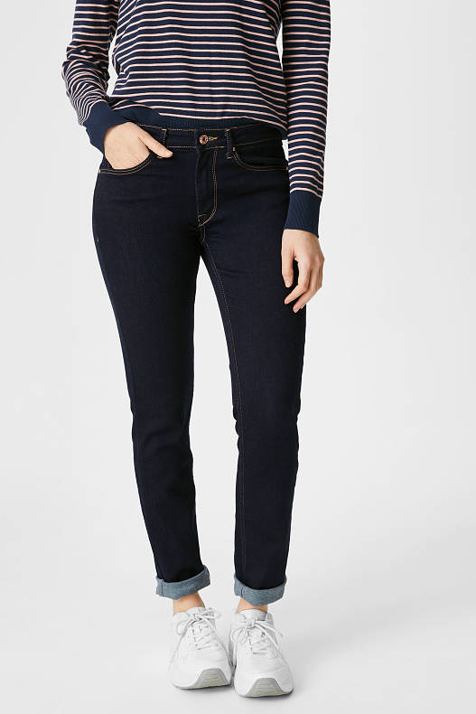 Kobiety - Premium slim jeans - dżins-ciemnoniebieski