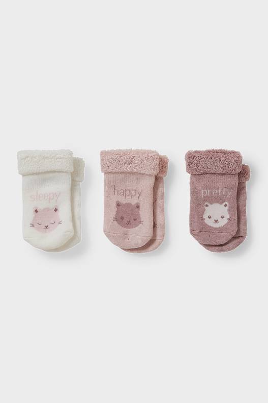 Babys - Multipack 3er - Baby-Socken - Winter - weiß / rosa