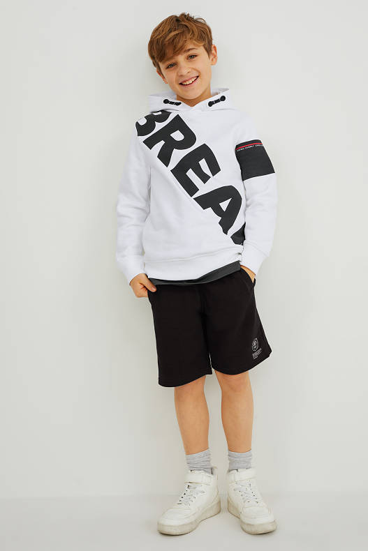 Kids - Set - hoodie and sweat shorts - 2 piece - white / black