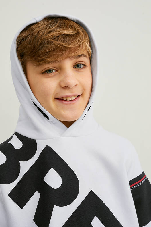 Kids - Set - hoodie en sweatshorts - 2-delig - wit / zwart