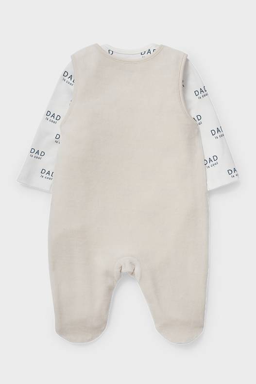 Babys - Strampler-Set - Bio-Baumwolle - 2 teilig - beige-melange
