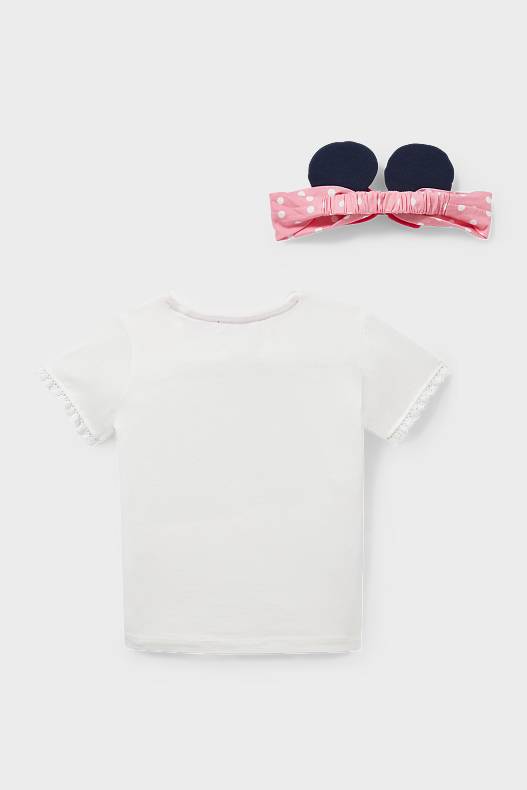 Kinder - Minnie Maus - Set - Kurzarmshirt und Haarband - 2 teilig - cremeweiß