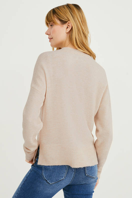 Trend - Pullover - recycelt - grau-braun