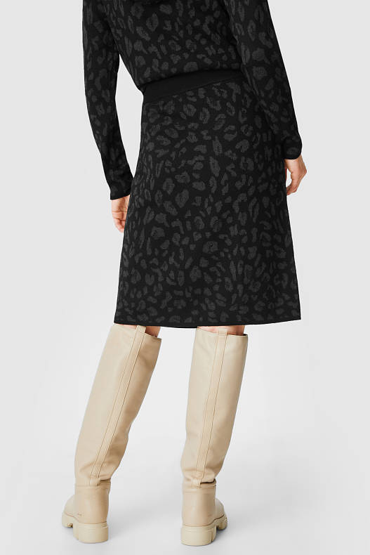 Ženy - Pletená sukně - z recyklovaného materiálu - černá