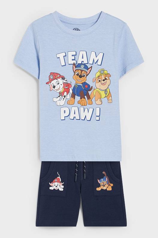 Kinder - Paw Patrol - Set - Kurzarmshirt und Sweatshorts - 2 teilig - dunkelblau