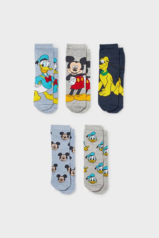 Kinder - Multipack 5er - Disney - Socken - hellgrau-melange