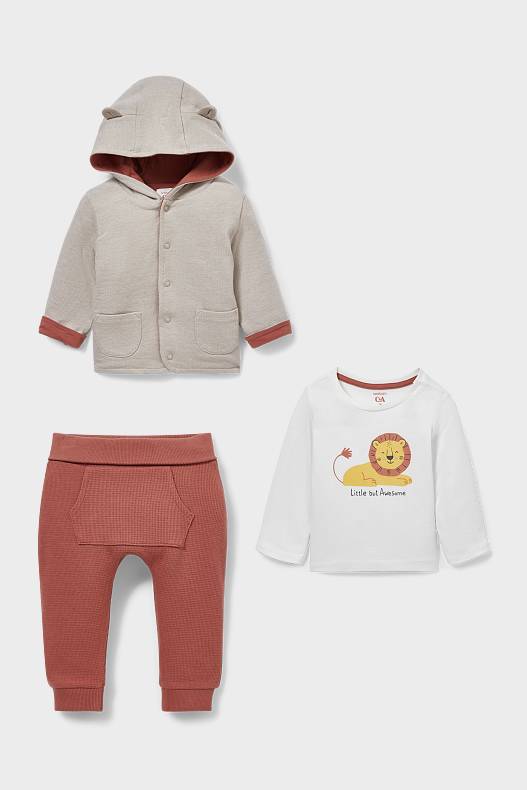 Babys - Baby-Outfit - 3 teilig - beige-melange