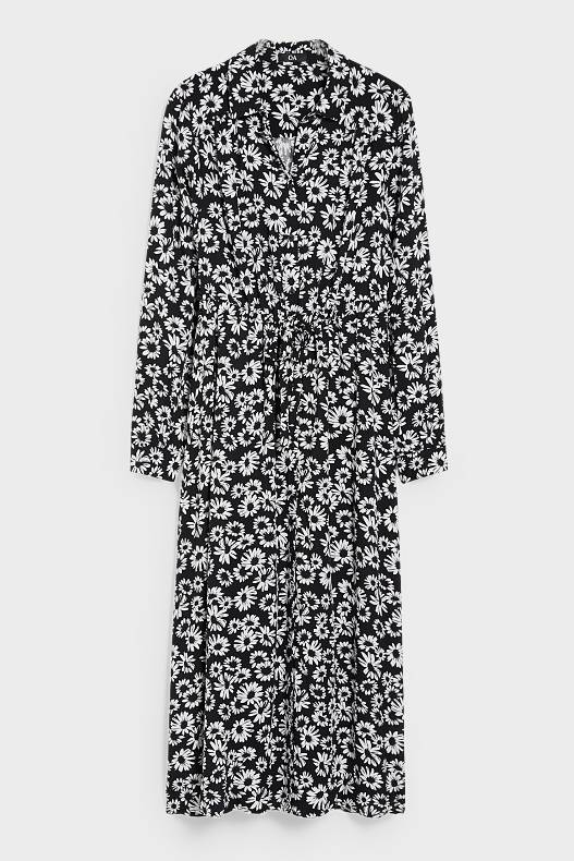 Damen - Column Kleid - LENZING™ ECOVERO™ - geblümt - schwarz