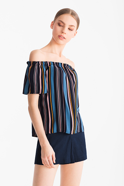 C&A Bluse-gestreift, Blau, Größe: 34 C&A Bluse-gestreift, Blau, Größe: 34