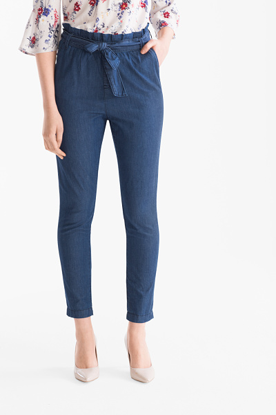 C&A Paperbag Hose, Blau, Größe: 38 C&A Paperbag Hose, Blau, Größe: 38