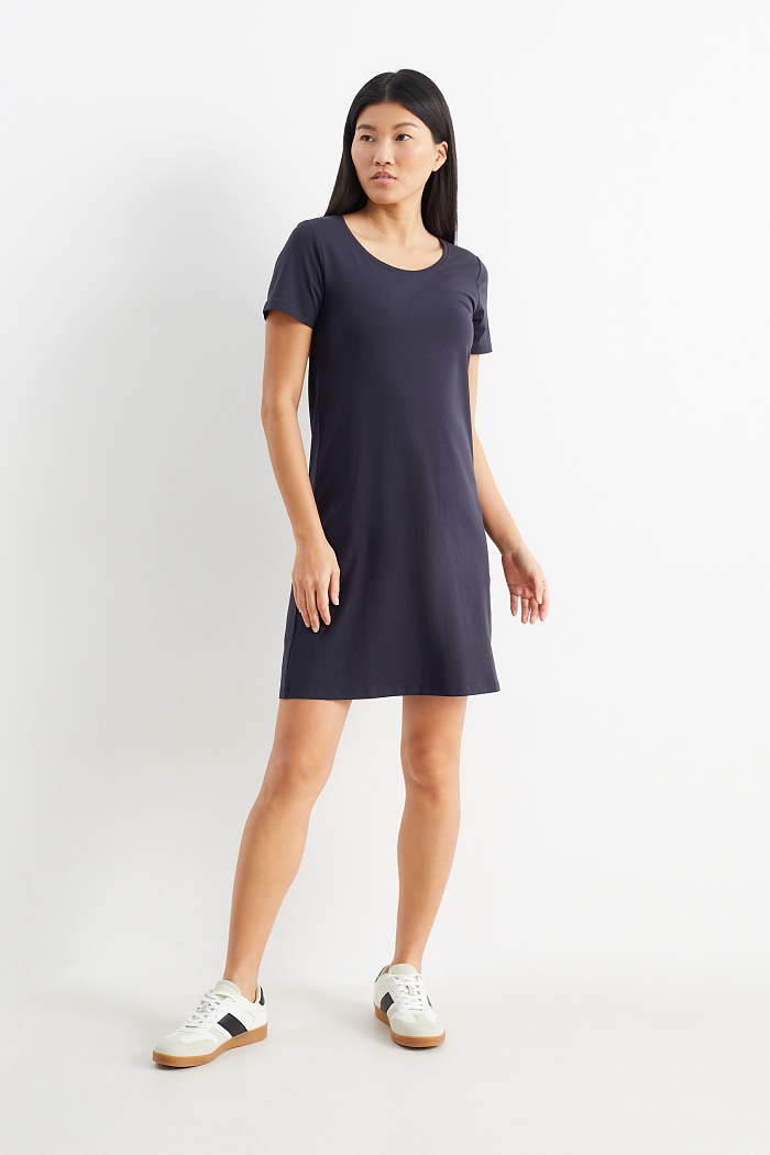 C&A Basic-T-Shirt-Kleid, Blau, Größe: XL