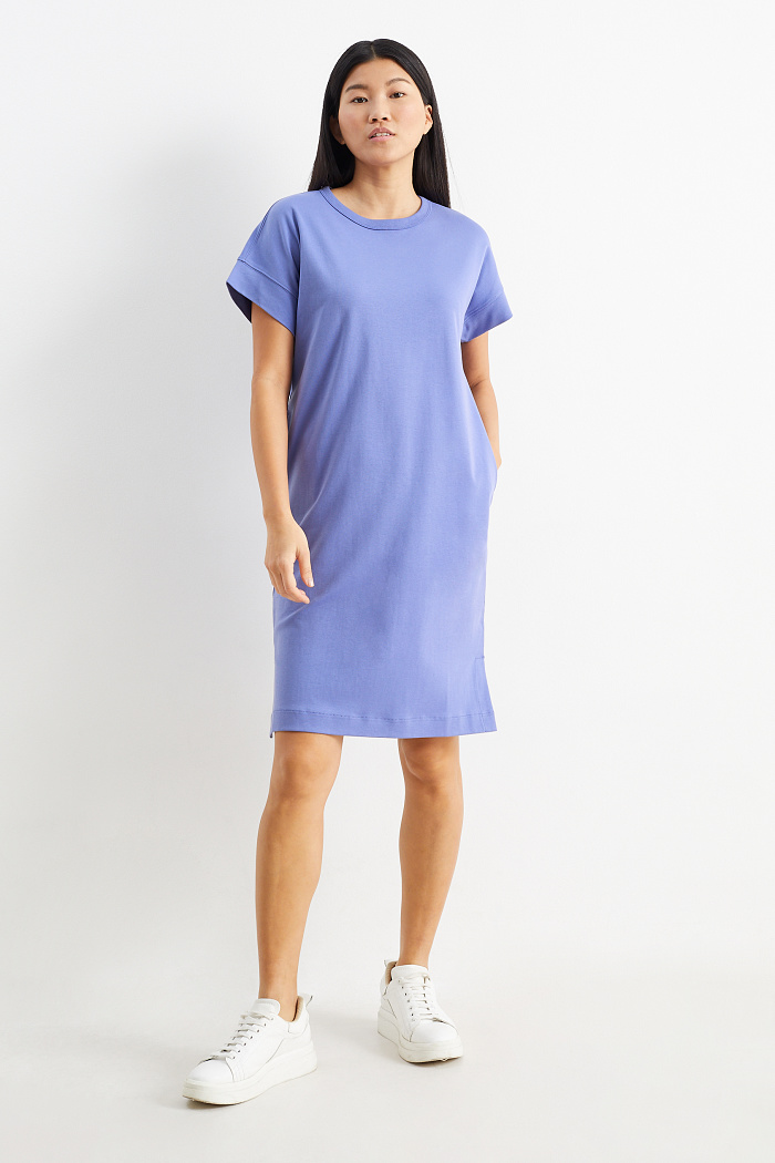 C&A Basic-T-Shirt-Kleid, Lila, Größe: M
