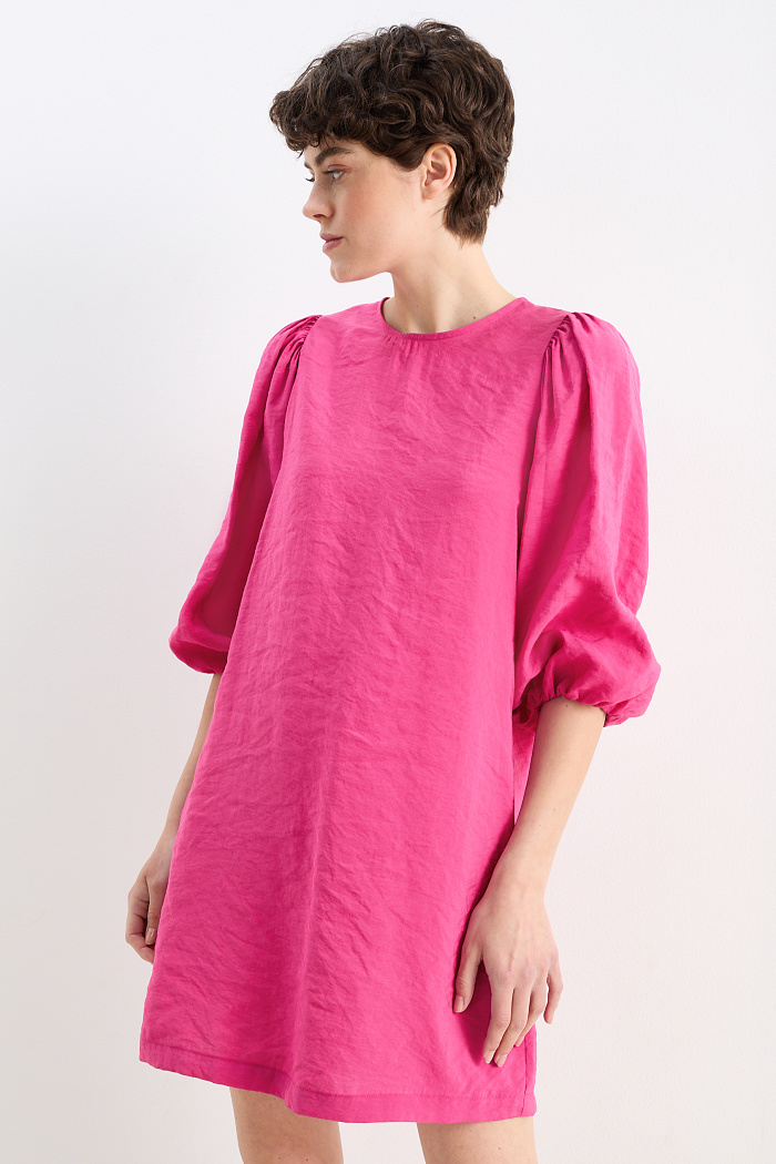 C&A Kleid mit Puffärmeln, Pink, Größe: 40
