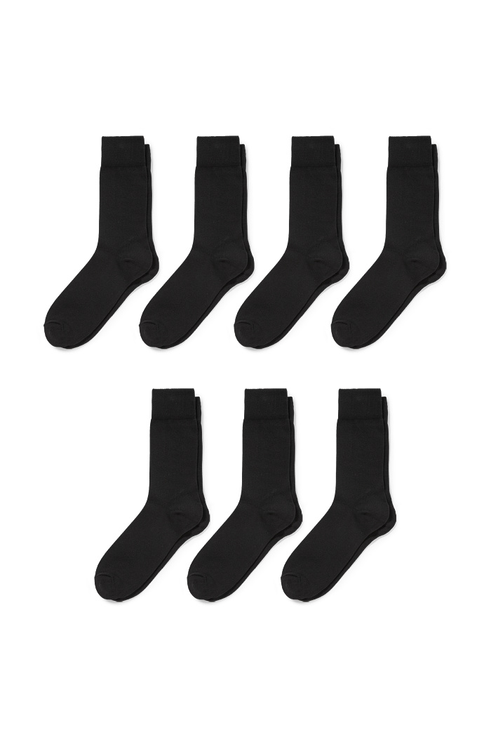 C&A Multipack 7er-Socken, Schwarz, Größe: 39-42