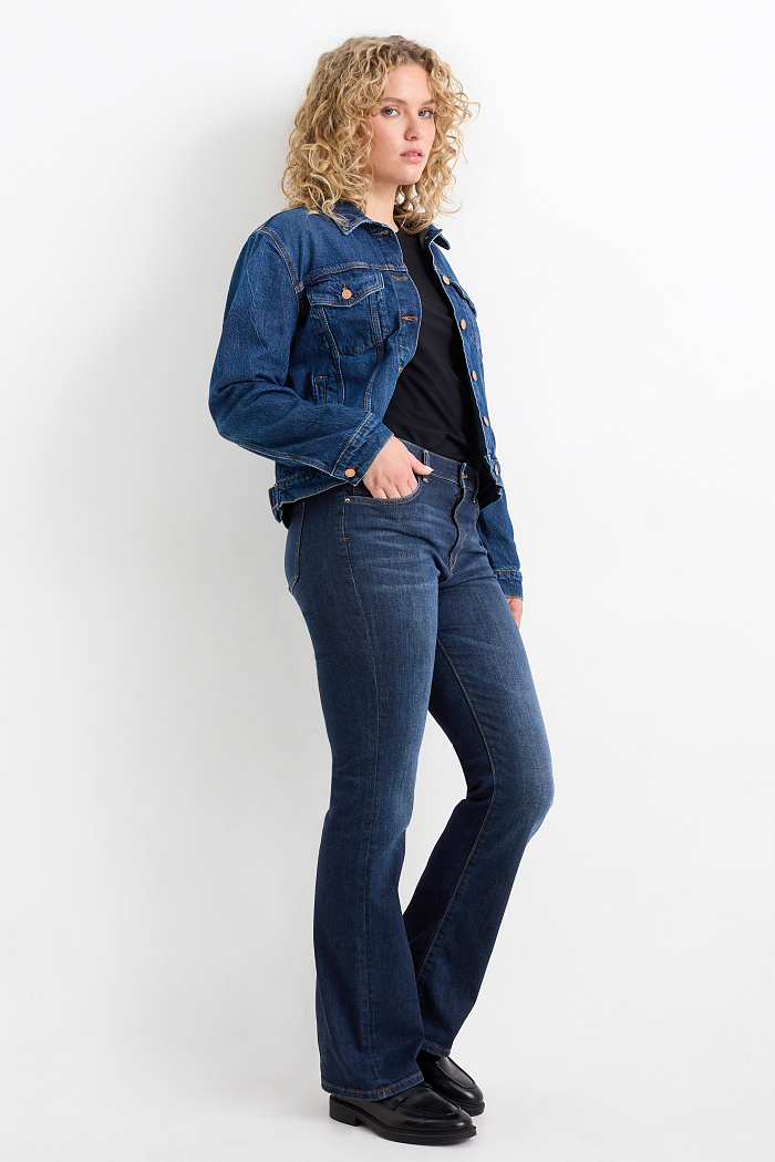 C&A Bootcut Jeans-Mid Waist, Blau, Größe: 42 Lang