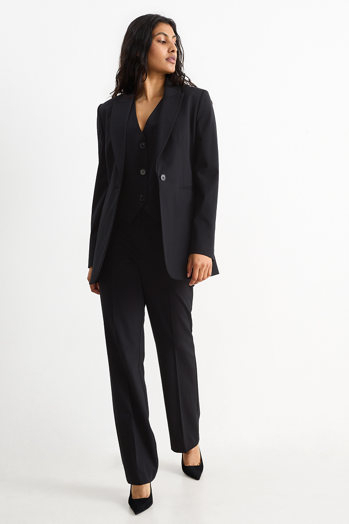 C&A Business-Hose-Mid Waist-Straight Fit-Mix & Match, Schwarz, Größe: 34