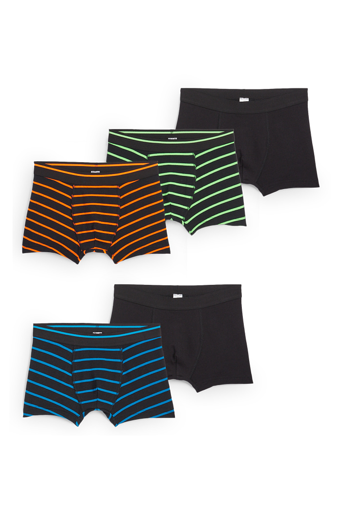C&A Multipack 5er-Boxershorts-gestreift, Schwarz, Größe: 122-128