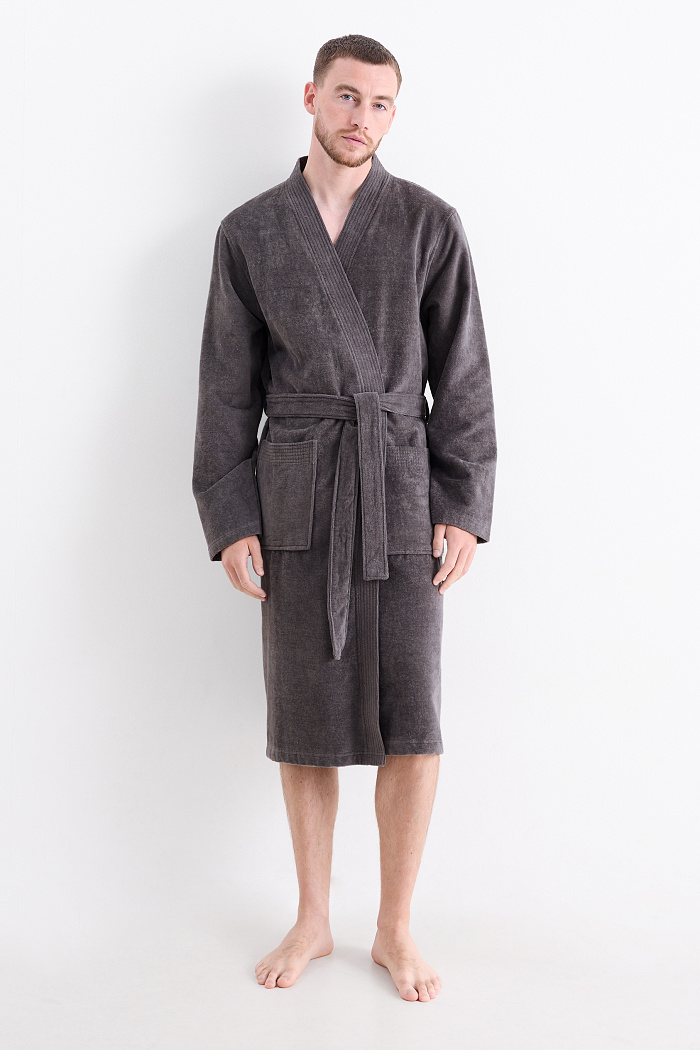 C&A Frottee-Bademantel, Grau, Größe: M