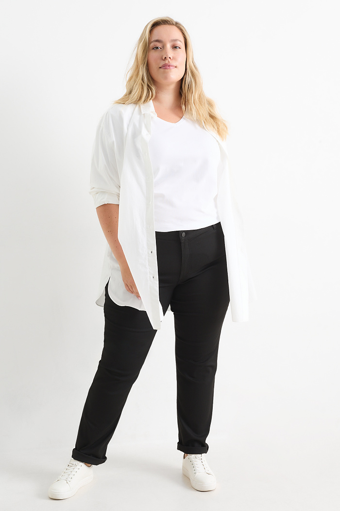 C&A Stoffhose-High Waist-Slim Fit, Schwarz, Größe: 46
