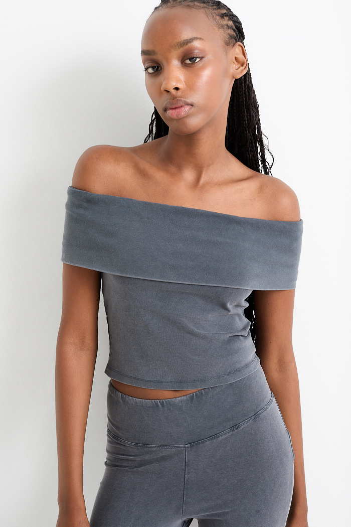 C&A Crop T-Shirt, Grau, Größe: XL