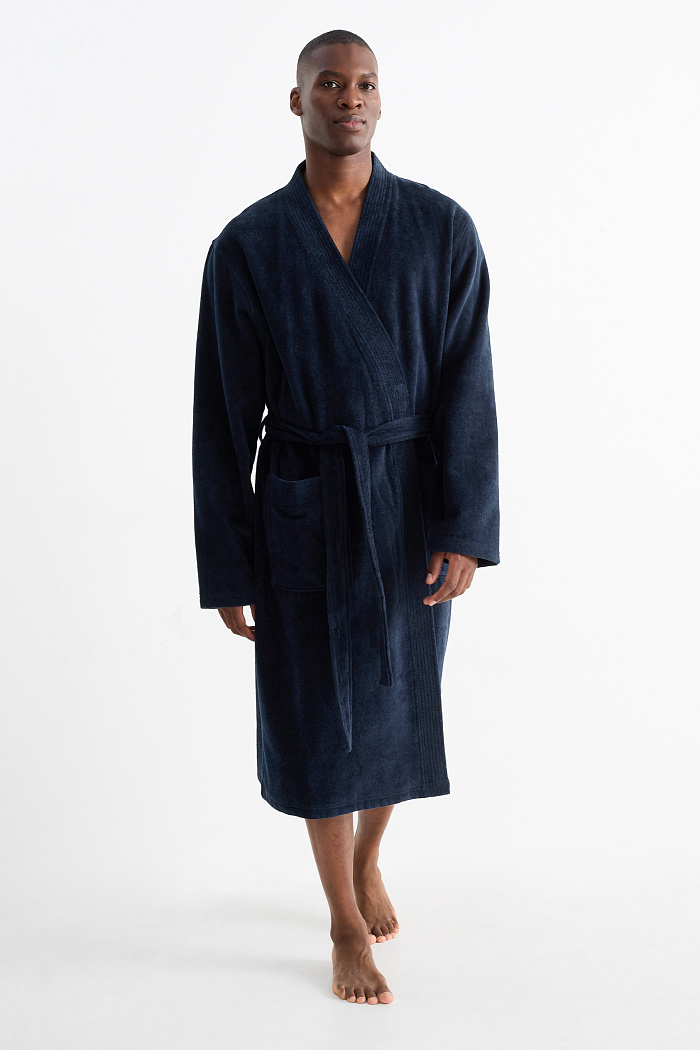 C&A Frottee-Bademantel, Blau, Größe: XL